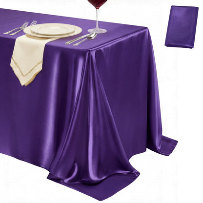 4 Pack Ivory Satin Tablecloth 58 x 102 Inch Overlay Seamless Design