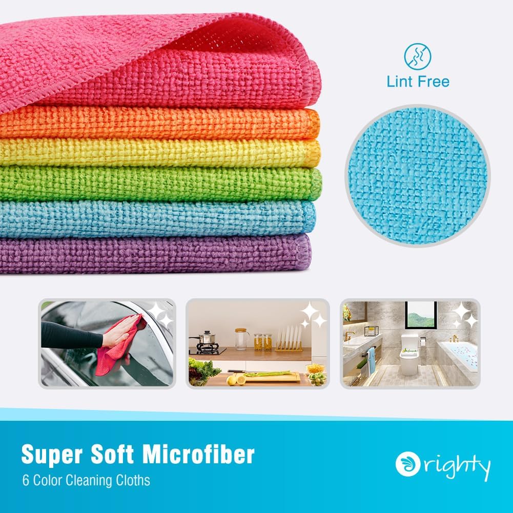 Orighty Microfiber Cleaning Cloth, Cleaning Rags, 12 Pack, 12x11 in