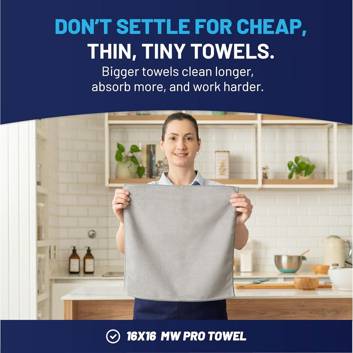MW PRO Premium Microfiber Cleaning Cloths (12 Pack, 12x12, Grey) - Streak Free Stainless Steel & Glass Towels - Ultra Soft Cleaning Cloths for Screens, Granite & Modern Home - Washable & Reusable
