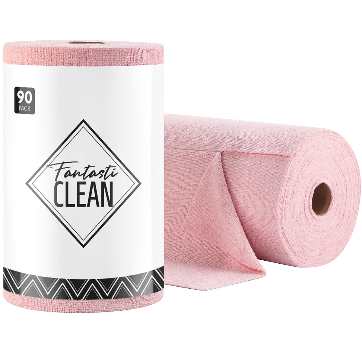 Fantasticlean Microfiber Cleaning Cloth Roll- 40 Sheets, 12" x 12" (White)
