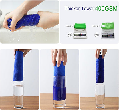 400 GSM Microfiber Cleaning Cloths, Ultra Absorbent, Thick, Lint Free Reusable Cleaning Cloths for Kitchen, Glass, Stainless Steel, Car Detailing & Household Cleaning, 6 Pack, 12" x 12"