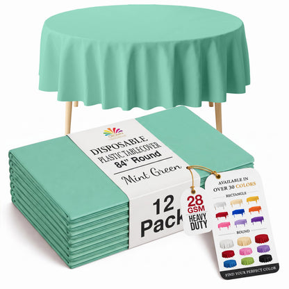 Exquisite Ivory Plastic Table Cloth Disposable 12 Pack, 54 x 108 Inch