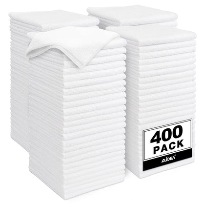 AIDEA White Microfiber Cleaning Cloth 50PK, Absorbent Cleaning Rags 12"x12"