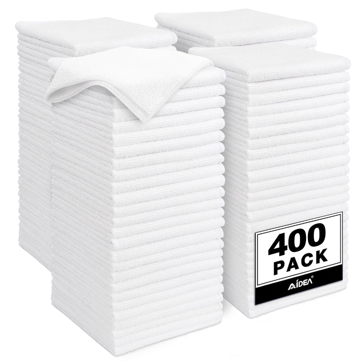 AIDEA White Microfiber Cleaning Cloth-12PK, Cleaning Rags 12"x 12" Reusable