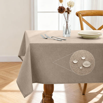 Pureegg Rectangle Linen Tablecloth Waterproof & Stain Resistant, Wrinkle-Free Table Cloth Adds Elegance and Protection, Ideal for Dining, Party, Wedding and Outdoor, 52 x 70 Inch, White