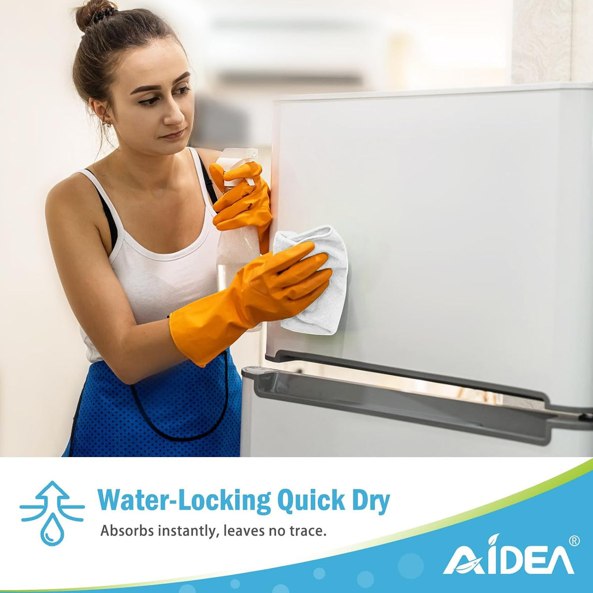 AIDEA White Microfiber Cleaning Cloth-12PK, Cleaning Rags 12"x 12" Reusable