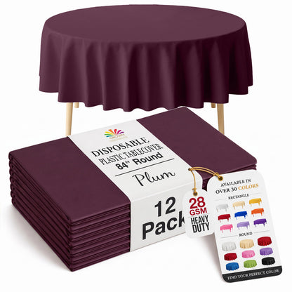 Exquisite Ivory Plastic Table Cloth Disposable 12 Pack, 54 x 108 Inch
