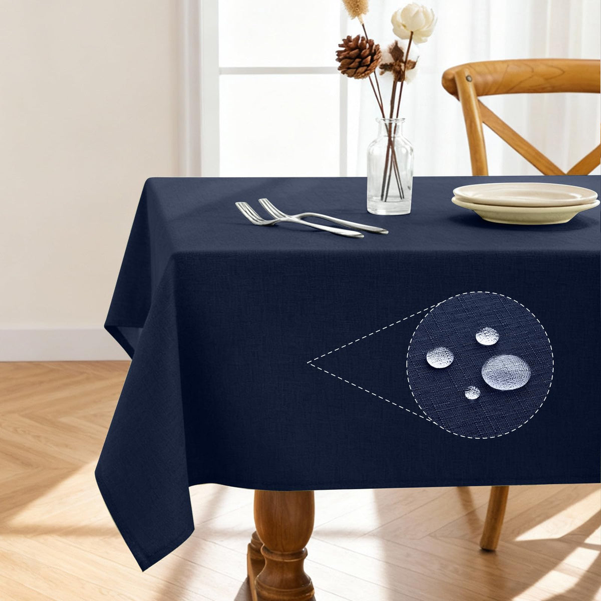 Pureegg Rectangle Linen Tablecloth Waterproof & Stain Resistant, Wrinkle-Free Table Cloth Adds Elegance and Protection, Ideal for Dining, Party, Wedding and Outdoor, 52 x 70 Inch, White