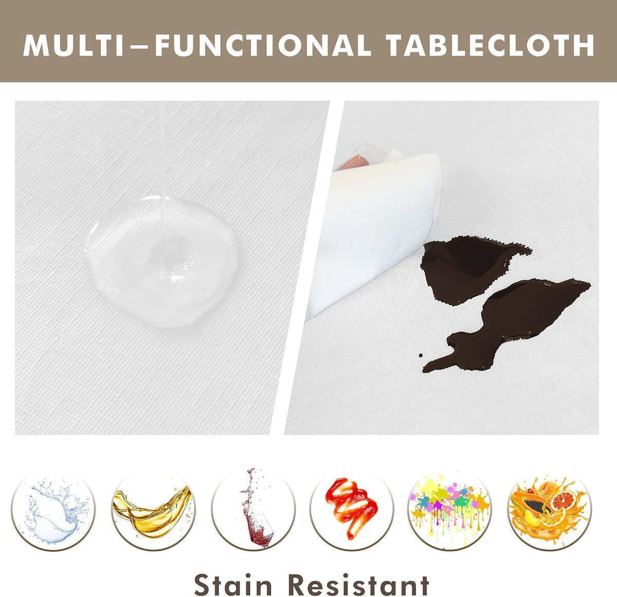 Waterproof Vinyl White Tablecloth With Flannel Backing 2 Pcs 60x120 In