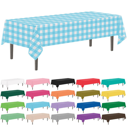 YSYJ 12 Pack Beige 54 x 108 Inch Disposable Plastic Tablecloths Rectangular Table Cloth Plastic Table Cover for Parties