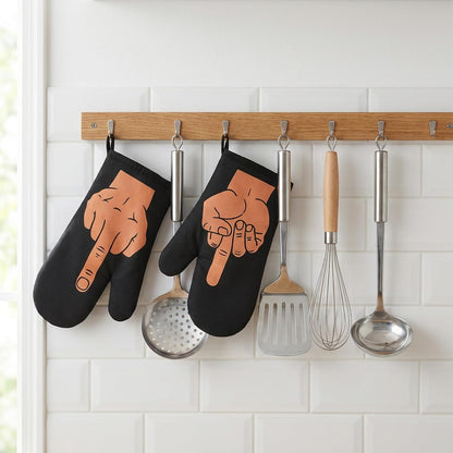 Funny Middle Finger Oven Mitts Sets, Fun Kitchen Baking Mittens for Adults