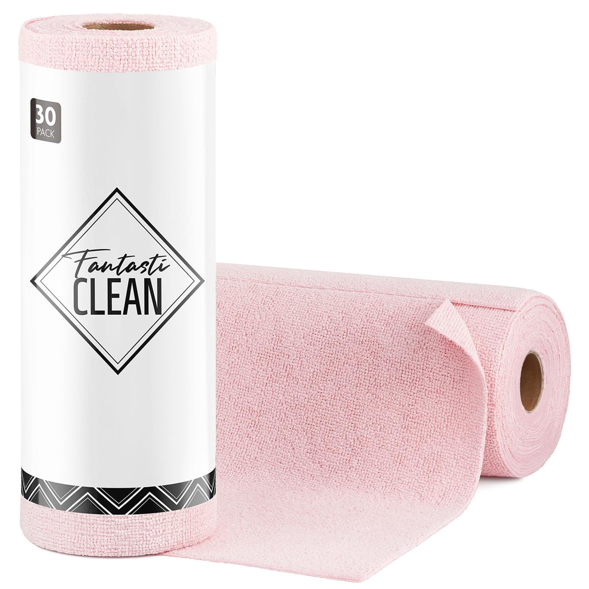 Fantasticlean Microfiber Cleaning Cloth Roll -75 Pack, 12" x 12" (Pink)