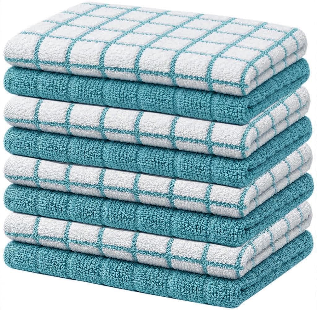 Bumble Dish Cloths (8-Pack), 100% Cotton Kitchen Towels, 12"x12" - Gray