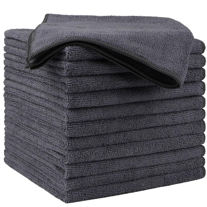 HOMEXCEL Black Microfiber Cleaning Cloth 12 Pack, 12.5 x 12.5 inch Microfiber Towels for Cars, Ultra Absorbent Car Washing Cloth, Lint Free Streak Free Cleaning Rags for Car, Kitchen, and Window