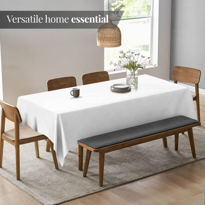 WEALUXE White Table Cloths for 6 Foot Folding Tables [6 Pack, 60x102 Inches] White Tablecloths Rectangular, Stain and Wrinkle Resistant Washable Linen Fabric Cloth