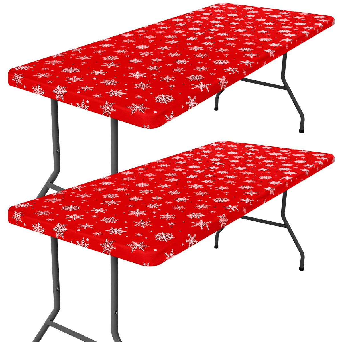 Moosfor 2 Pack Rectangle Spandex Fitted Table Cloth, 6FT Elastic Tablecloth