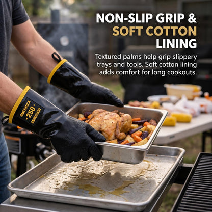 932°F Heat Resistant BBQ Gloves, Extra-Thick Lining, 14-Inch (XL)