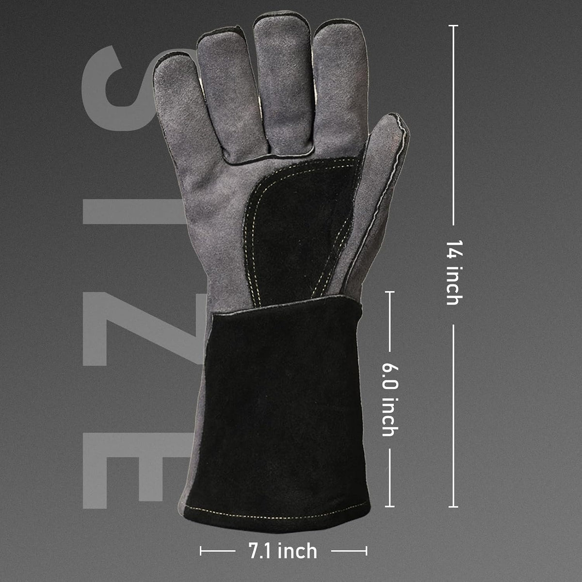 YESWELDER Leather Forge Welding Gloves Fire Heat Resistant 14 inch