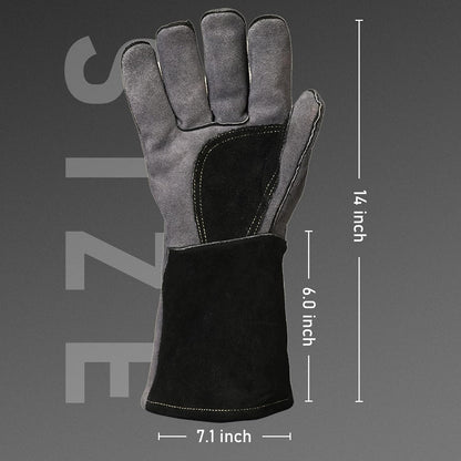 YESWELDER Leather Forge Welding Gloves Fire Heat Resistant 14 inch