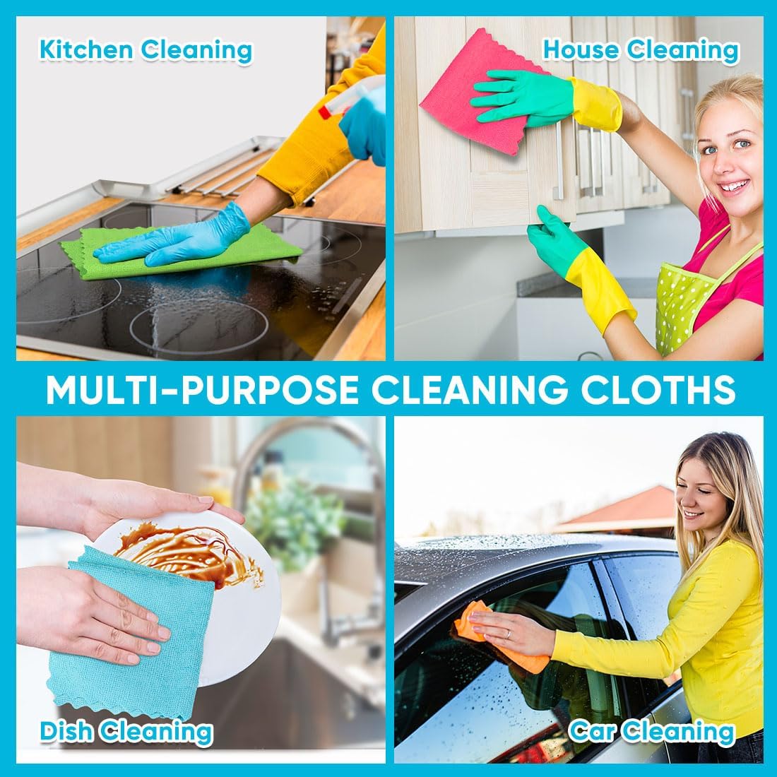 Orighty Microfiber Cleaning Cloth - 24 Pack, Cleaning Rags 12x11 inch