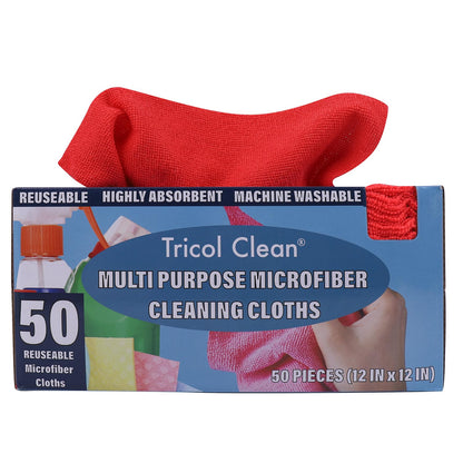 Tricol Clean Microfiber Cleaning Cloth, 16in*16in, 12 Pack Ultra-Thick Cleaning Rags, Super Absorbent, Lint Free & Streak Free Cleaning Towels for Car, House, Kitchen, Office