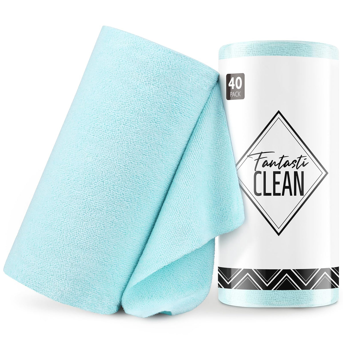 Fantasticlean Microfiber Cleaning Cloth Roll- 40 Sheets, 12" x 12" (White)