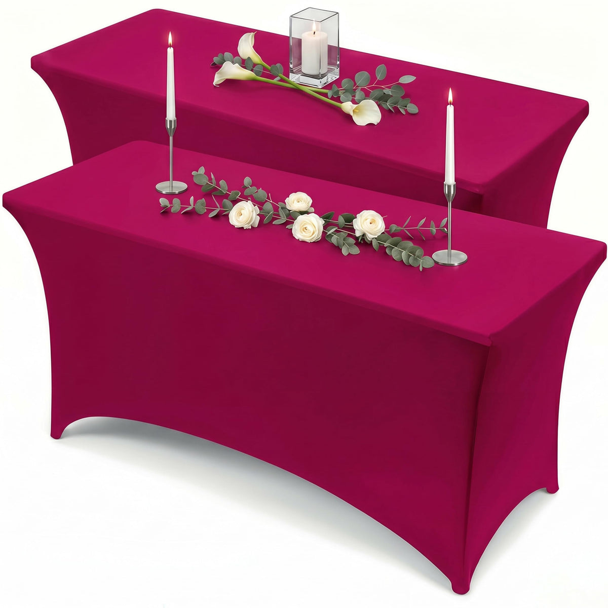 Utopia Kitchen Spandex Table Cloth 2 Pack [4FT, 48Lx30Wx30H Inch, Black]