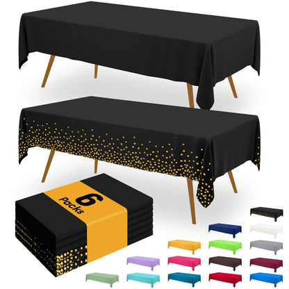 Smiry Plastic Disposable Waterproof Table Cloth - 54 x 108 Inch, 6 Packs