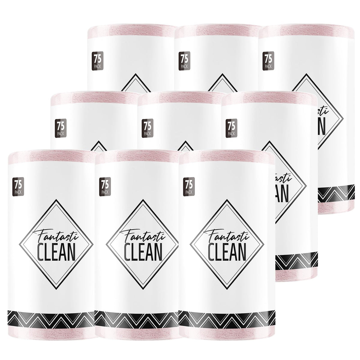 Fantasticlean Microfiber Cleaning Cloth Roll -75 Pack, 12" x 12" (Pink)