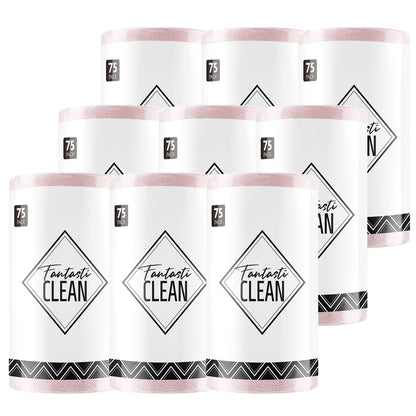 Fantasticlean Microfiber Cleaning Cloth Roll -75 Pack, 12" x 12" (Pink)