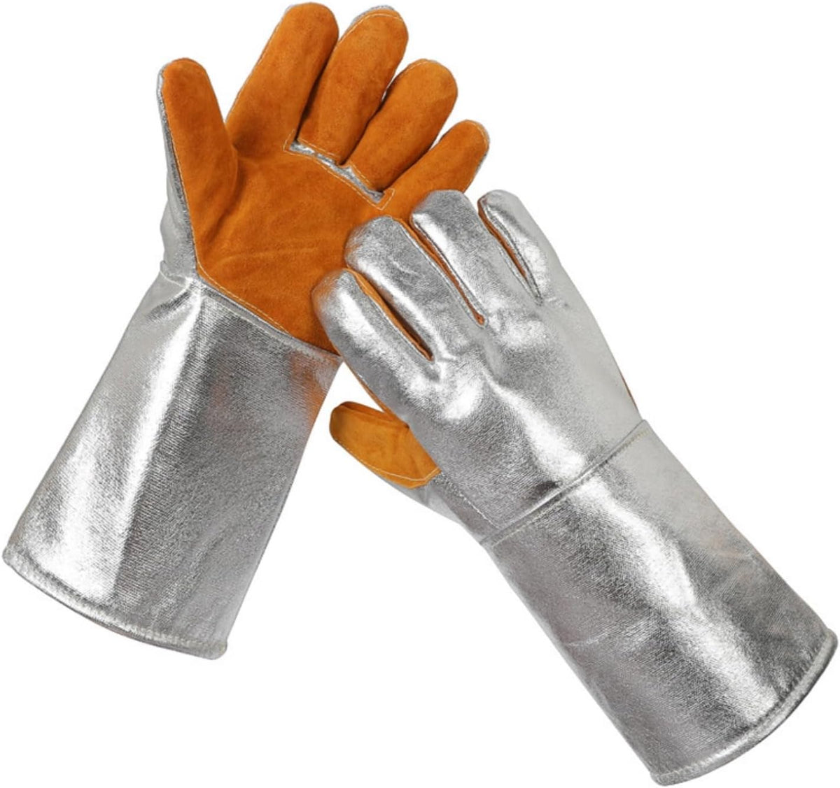 Aluminized Leather Heat Resistant Gloves – Heavy Duty Pottery Kiln Gloves for Ceramic Firing, High Temperature Handling, and Studio Safety