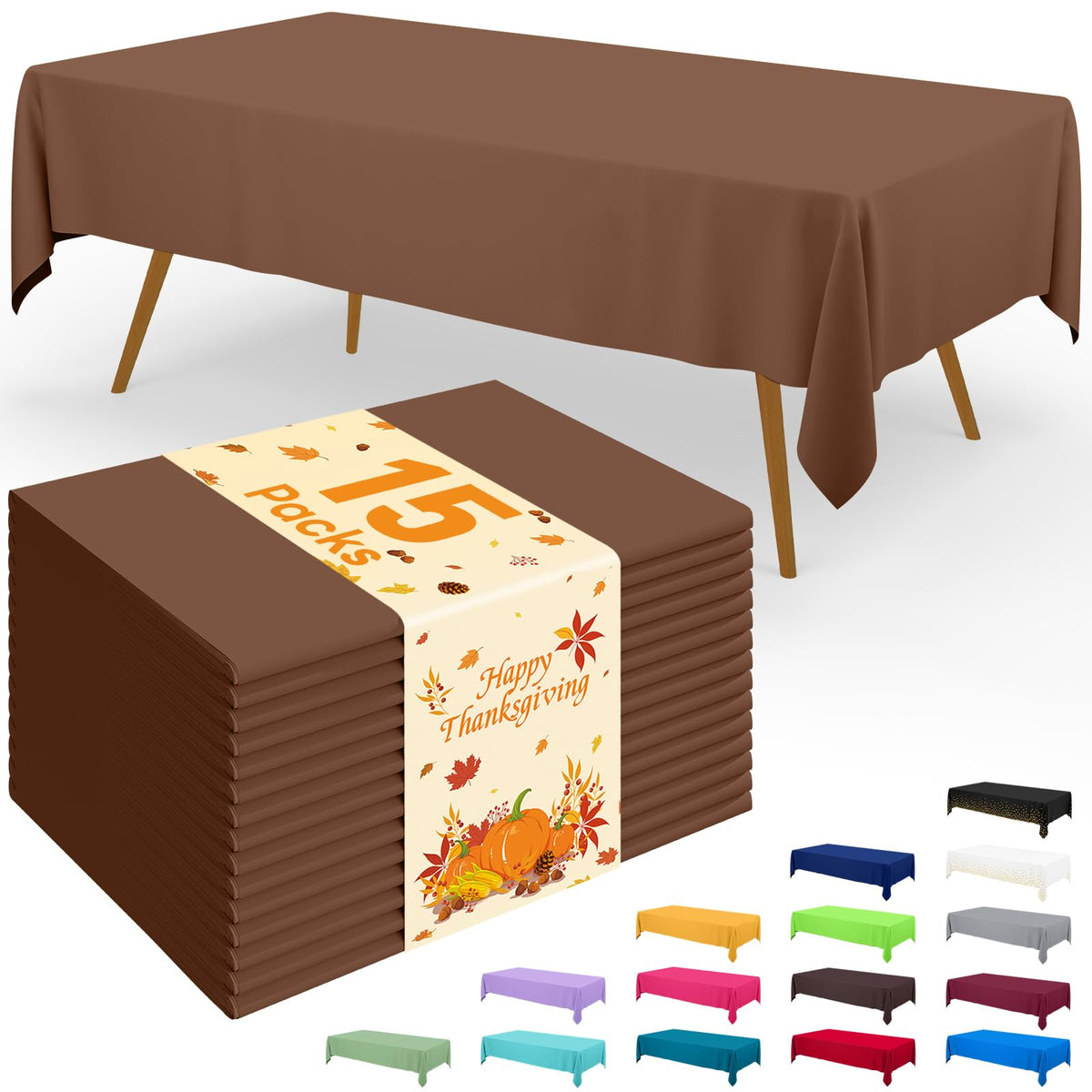 Smiry Plastic Disposable Waterproof Table Cloth - 54 x 108 Inch, 6 Packs