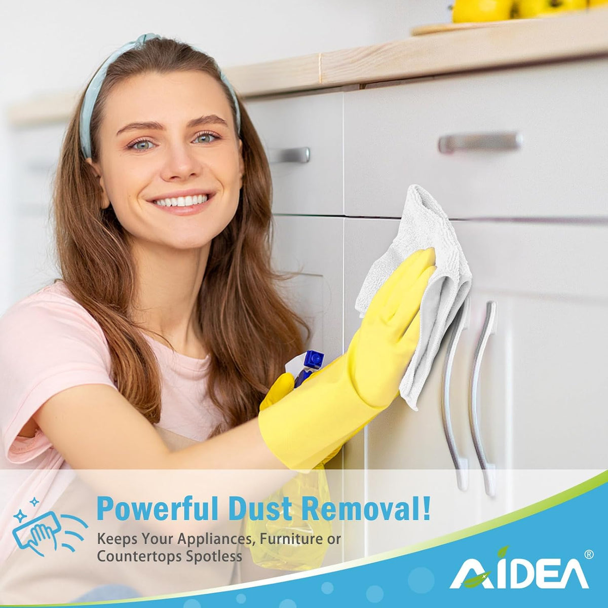 AIDEA White Microfiber Cleaning Cloth-12PK, Cleaning Rags 12"x 12" Reusable
