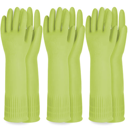 Mamison Rubber Dishwashing Gloves, Non-Slip Kitchen, Pink Medium, 2 Pairs