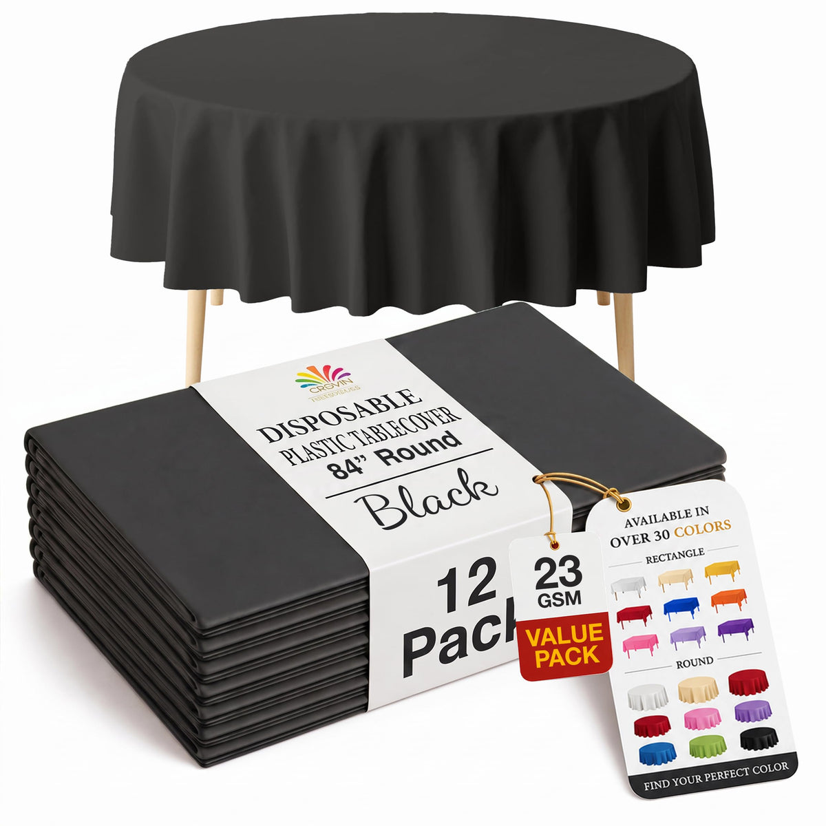 Exquisite Ivory Plastic Table Cloth Disposable 12 Pack, 54 x 108 Inch