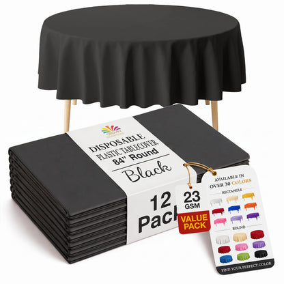 Exquisite Ivory Plastic Table Cloth Disposable 12 Pack, 54 x 108 Inch
