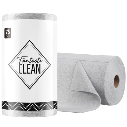 Fantasticlean Microfiber Cleaning Cloth Roll -75 Pack, 12" x 12" (Pink)