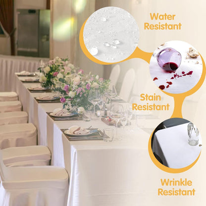 BRILLMAX 6 Pack White Tablecloths 60x126 Inch for 8ft Rectangle Tables