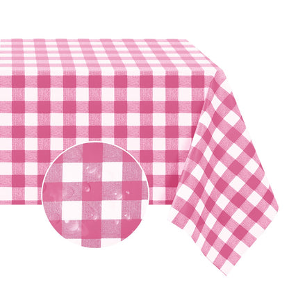 Romanstile Gingham Vinyl Tablecloth, Rectangle 54 x 78, Light Blue