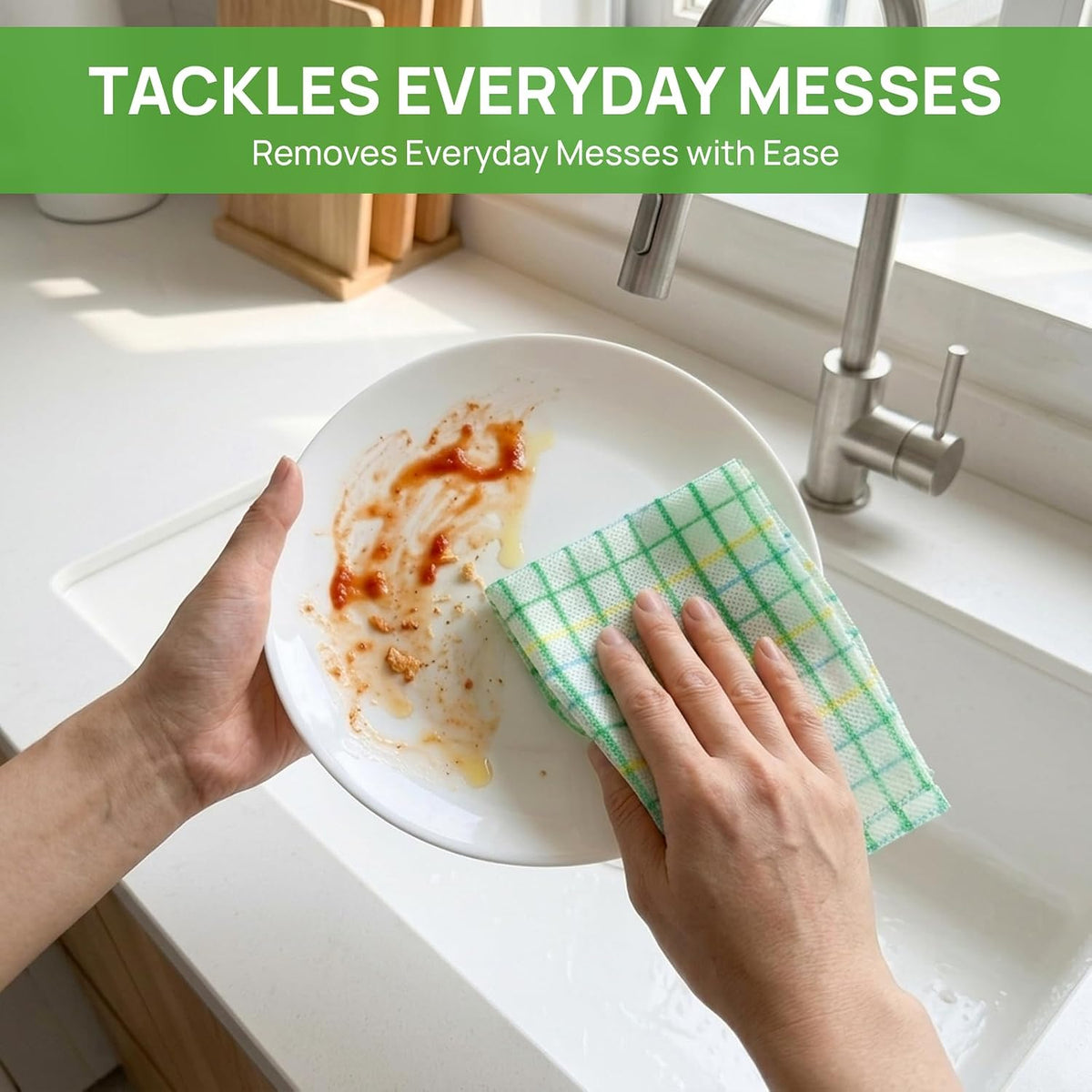 Disposable Cleaning Cloths, 40 Count, 10 x 10 in, 80 GSM Viscose