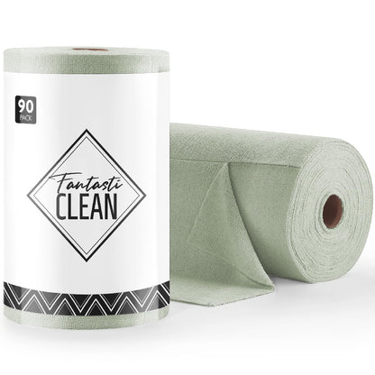Fantasticlean Microfiber Cleaning Cloth Roll- 40 Sheets, 12" x 12" (White)