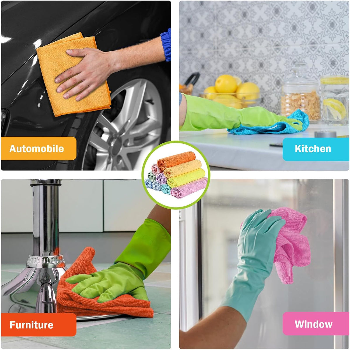 AIDEA Microfiber Cleaning Cloth-20PK, Microfiber Towels, Rags,11.5"×11.5"