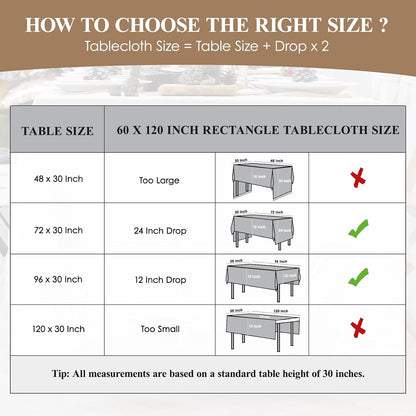 6 Pack Ivory Rectangle Tablecloths 60x120 Inch for 8ft Tables