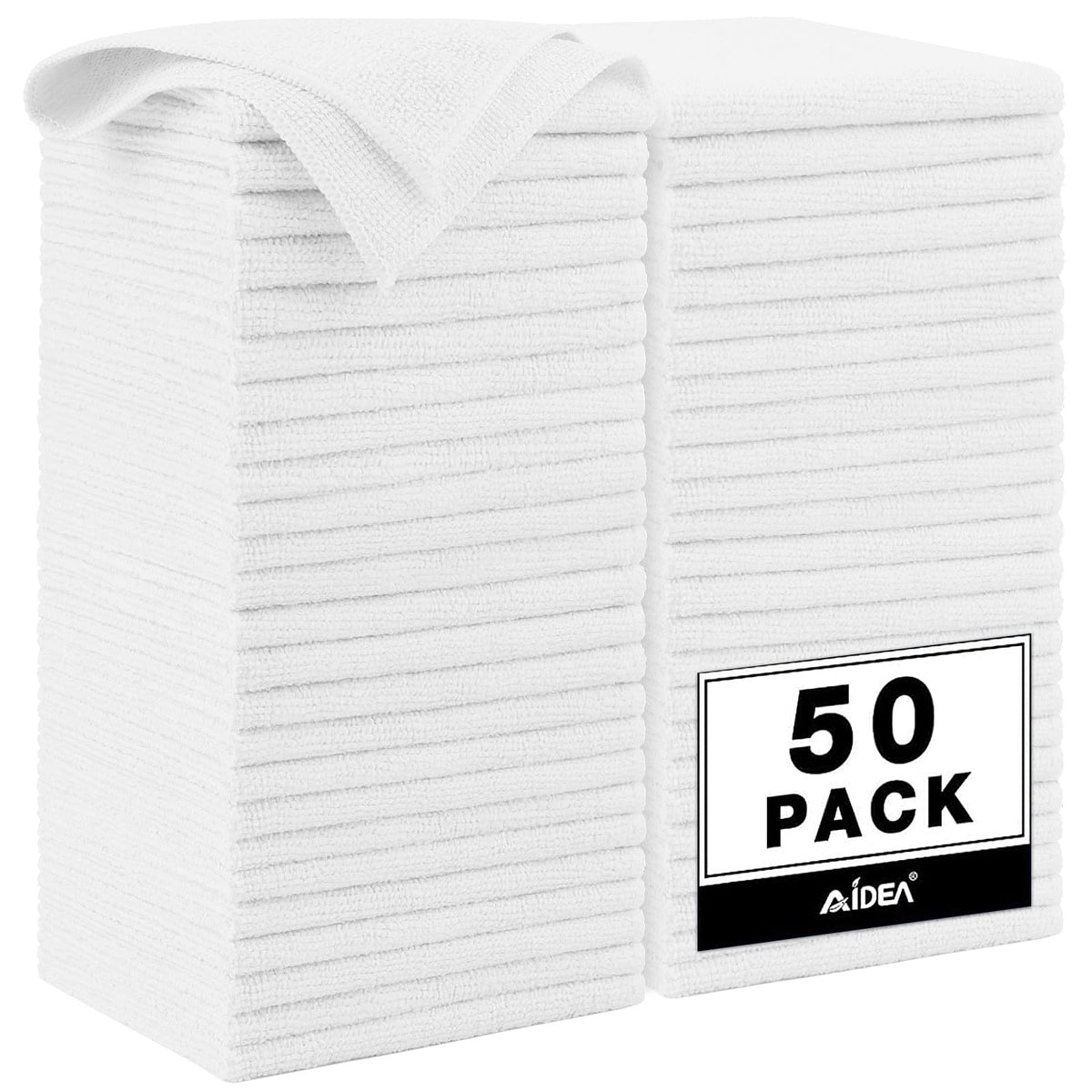 AIDEA Microfiber Cleaning Cloth Blue-50PK,Microfiber Towels for Cars 12×12"