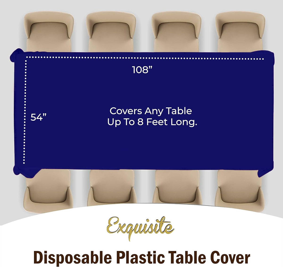 Exquisite Navy Plastic Table Cloth Disposable 6 Pack - 54 x 108 Inch Rectangle Tablecloth for 6 Foot Tables - Waterproof Table Cover for Party Wedding Birthday Graduation BBQ Catering