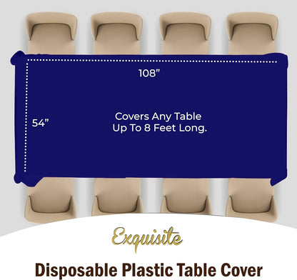 Exquisite Navy Plastic Table Cloth Disposable 6 Pack - 54 x 108 Inch Rectangle Tablecloth for 6 Foot Tables - Waterproof Table Cover for Party Wedding Birthday Graduation BBQ Catering