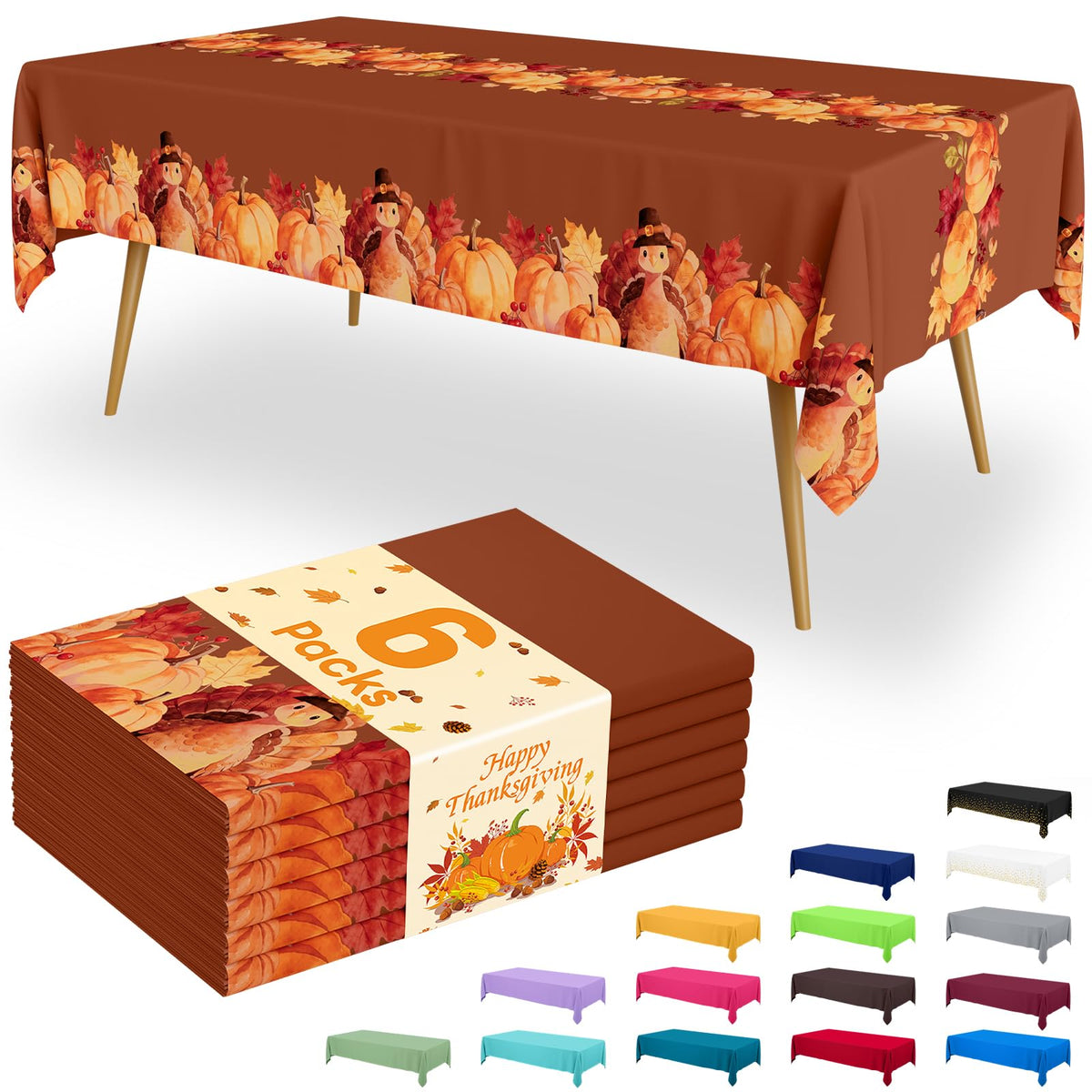 Smiry Plastic Disposable Waterproof Table Cloth - 54 x 108 Inch, 6 Packs
