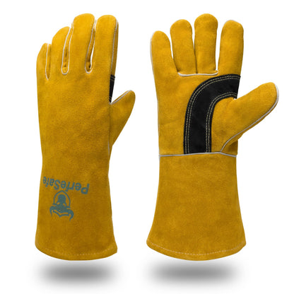 Welding Gloves for Women Heat Fire Resistant Leather 14" L Red