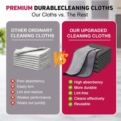 Genie Cloth Magic Cloth, Magic Cleaning Cloths 5-Pack, Reusable Microfiber Thickened Cleaning Cloth Without Fluff or Stripes Suitable for Windows, Mirrors, Stainless Steel, Kitchens, Cars and Screens