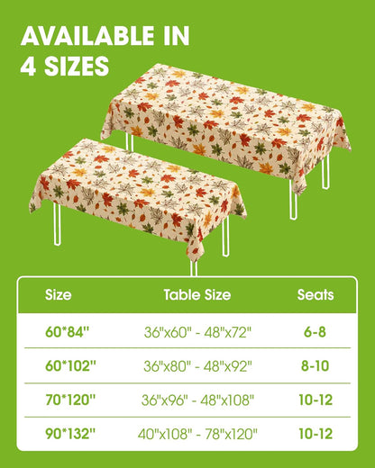 Pureegg Polyester Fall Tablecloth 60" x 84" 1 Pack Autumn Leaves